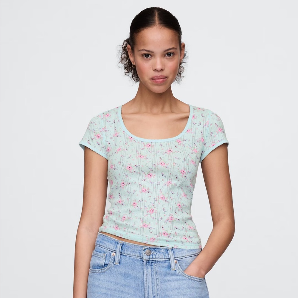GAP mint floral baby crop tee